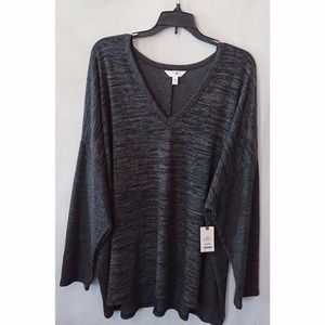 Soft Flowing Black Terra & Sky V-Neck Top